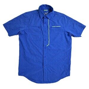 Under Armour Men's Small Outdoor Fishing Boating Shirt Blue Button Loose